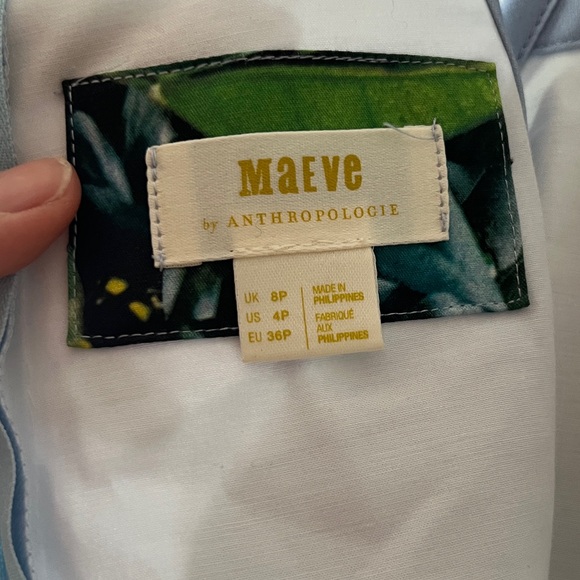 Anthropologie Maeve Midi Dress 4p Orange Bough Sheath Stretch Blue High Neck - Picture 11 of 14